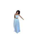 European and american cross-border women's fashion:  winter new arrival - solid color sleeveless camisole with cinched waist pleated midi skirt two-piece set
