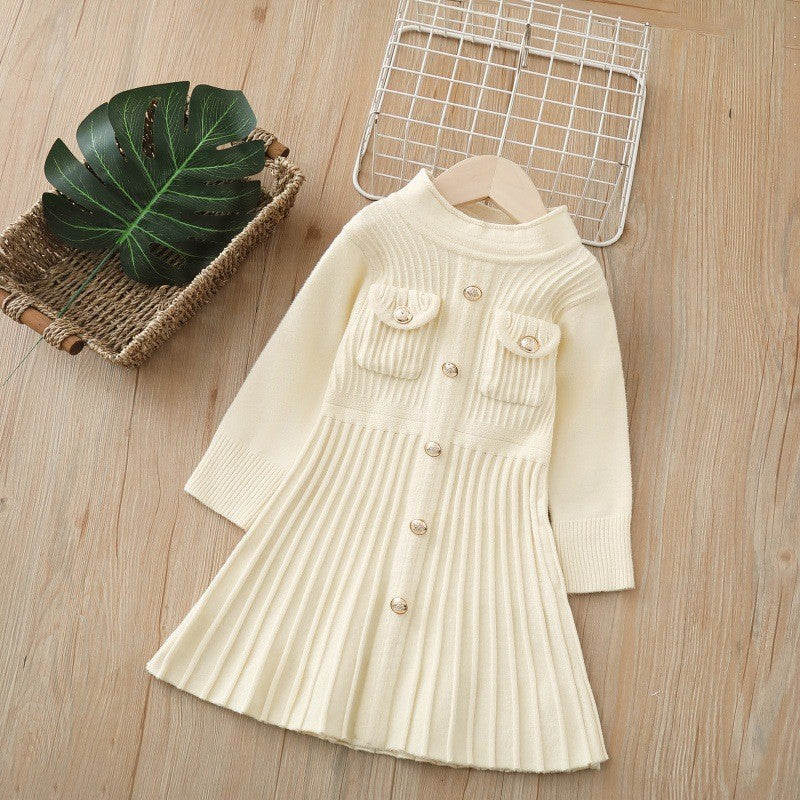 Girls'  chanel-inspired knit fall/winter dress - new stylish baby & kids princess sweater dress, chanel style
