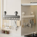 Suction cup kitchen hook punch-free hanging rod kitchen storage rack hanging spatula spoon storage row hook wall-mounted shelf