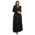 C7411 cross-border   fashion women's elegant waist-cinching criss-cross collar long-sleeve dress