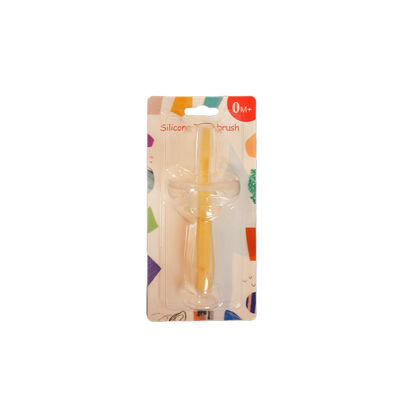 English card baby training silicone three-dimensional baby tooth brush standing suction cup toothbrush silicone tongue coating soft bristle brush