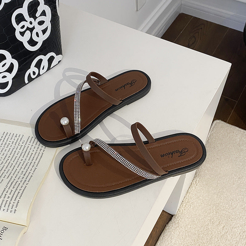 2024 new women's thong sandals - summer outdoor wear, fairy style, new flat anti-slip design, perfect with skirts, soft sole, single strap