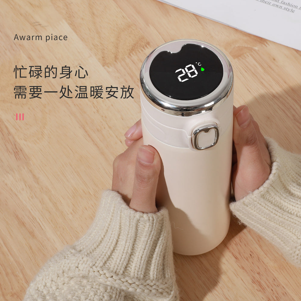 Simple pea cup female student 304 stainless steel vacuum water cup replaceable battery bounce smart thermos cup wholesale