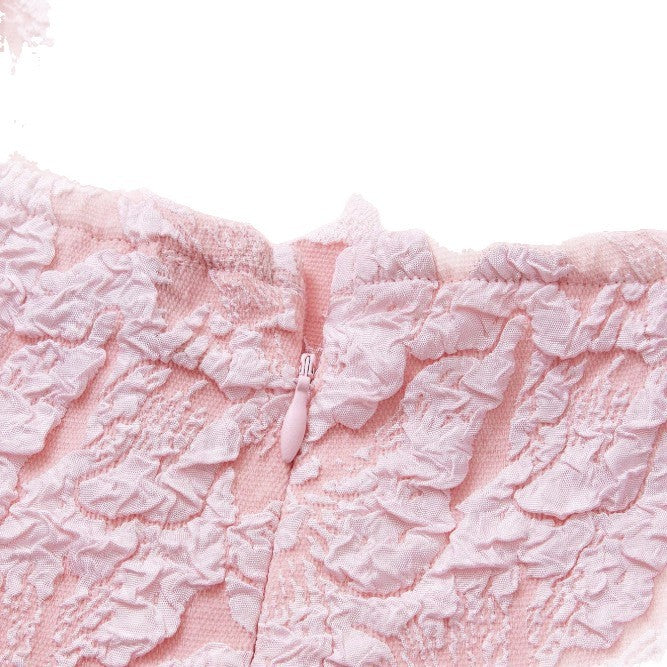 cross-border french pink camisole lace-up waist maxi dress