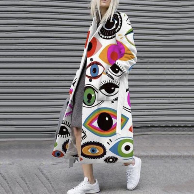 New  european and american autumn women's outerwear for export: long-sleeved, collared, printed wool blend coat - perfect for  and