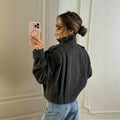 cross-border fashion women's american retro vintage casual versatile button-down stand collar wool blend short coat