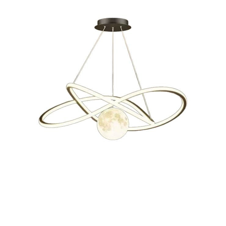 Bedroom chandelier simple creative geometric ring moon children's room light Nordic Internet celebrity intelligent restaurant bar lighting