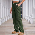 spring european and american cross-border e-commerce women's fashion  new washed semi-elastic waist denim cargo pants