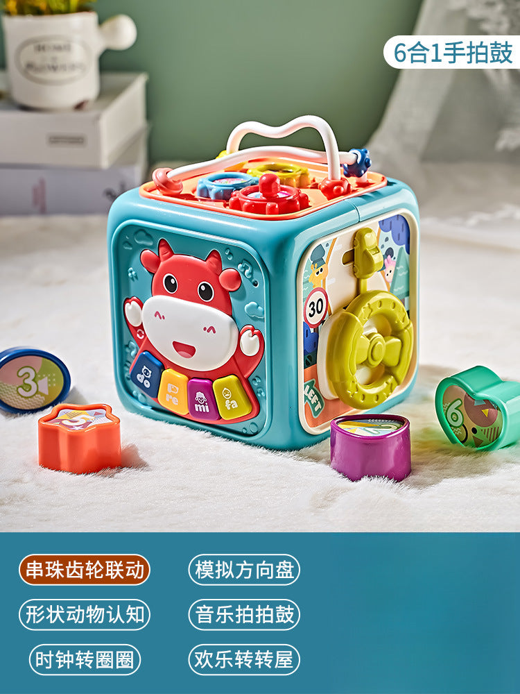 Baby multifunctional hand drum toy educational early education baby seven hexahedral music drum batch send gift