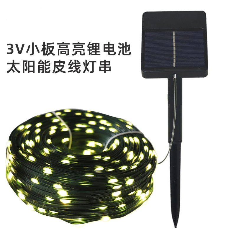 Cross-border PVC copper wire light string outdoor waterproof solar LED light string Christmas decoration project lighting leather wire light string