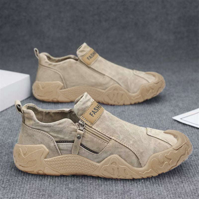 Canvas men's shoes spring breathable old beijing cloth shoes slip-on driving men sports casual trendy shoes student shoes