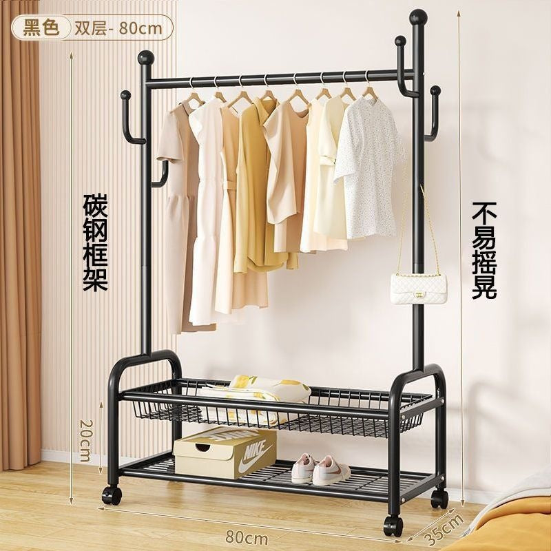 Scandinavian simple clothes drying rack indoor bedroom thickenedmovable floor-standing clothes rack clothes rack floor-standing