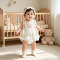 Summer thin clothes for baby girls, one-piece, western-style baby princess, full moon, 100 days, summer, butt-covering skirt