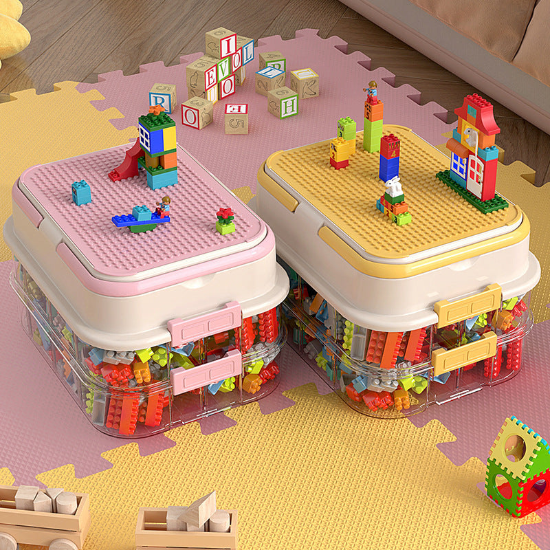 Building block storage box - small brick lego organizer - parts sorting & compartmentalized storage - kids' toy storage box