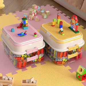 Building block storage box - small brick lego organizer - parts sorting & compartmentalized storage - kids' toy storage box