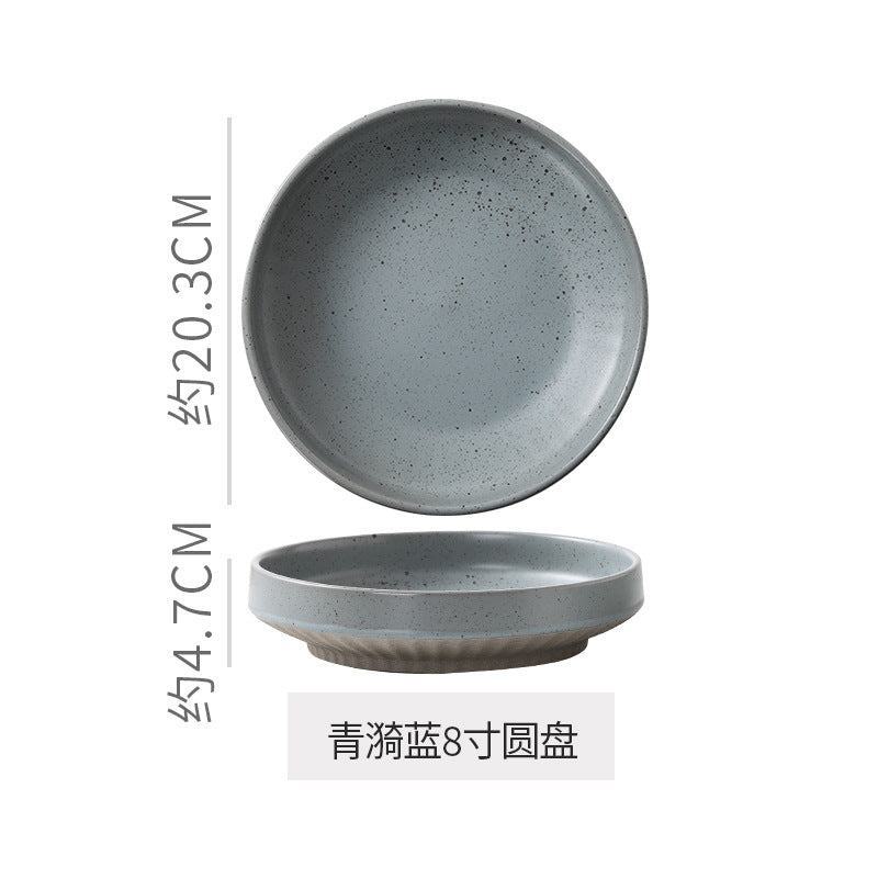 Retro stoneware dinner plate clay deep plate fruit salad plate japanese breakfast dessert plate pasta plate restaurant hotel plate