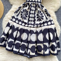 European and american style high-end printed bubble sleeve dress - women's summer tie-waist design, elegant petite midi dress
