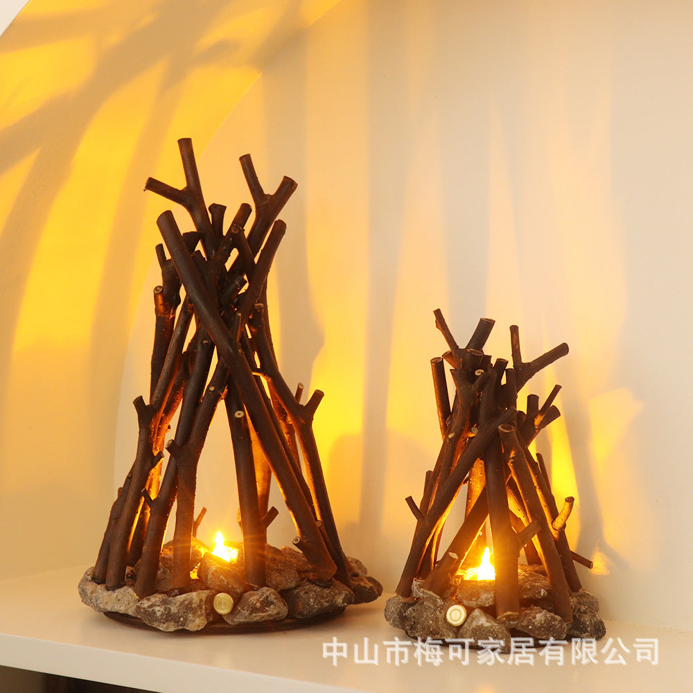 USB charging branch campfire night light with white noise LED warm ambient light bedroom ornament gift for friends