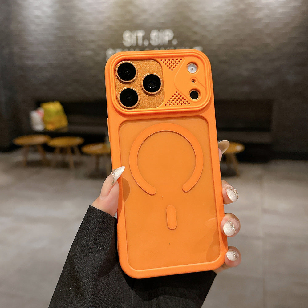 Highly permeable magnetic suction instantly turns into 17 large windows for heat dissipation, suitable for iphone 17pro anti-fall mobile phone case, apple 16 creative case