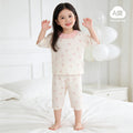 A-grade pure cotton summer lightweight pajamas, kids' loungewear, summer boys' and girls' three-quarter sleeve air conditioning suit, two-piece set