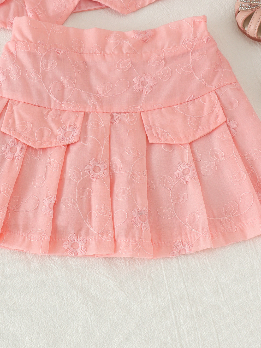 Children's clothing cross-border european and american girls pink vest + skirt two-piece set children's clothing suit