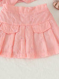 Children's clothing cross-border european and american girls pink vest + skirt two-piece set children's clothing suit