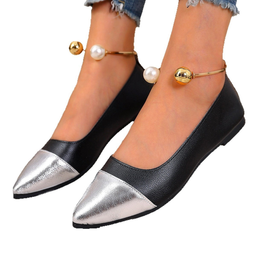 Exportplus size43french pointed toe flats women's color matching flats women's spring & fallnew arrivalfairy style beanie shoes