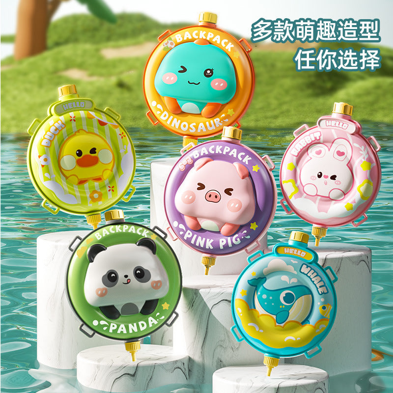 【customizable】kids' backpack water gun toy - cartoon outdoor pull-back beach water gun - night market stall item