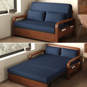 Sofa bed all-in-one dual-purpose lunch break bed retrochinoiserie sofa bed oil wax leather foldable bed multi-functional foldable