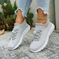summer new arrival: plus size women's casual comfortable flyknit soft sole lace-up flats - wholesale