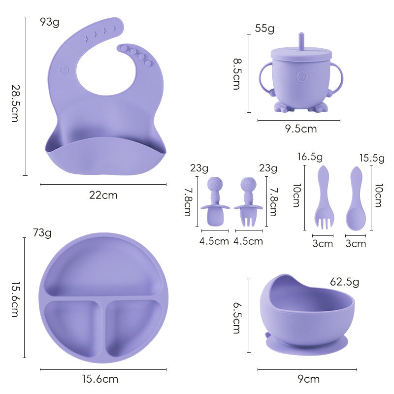 bestselling silicone baby feeding set: infant supplies, baby food bowl, fork, spoon, bib, and utensil set