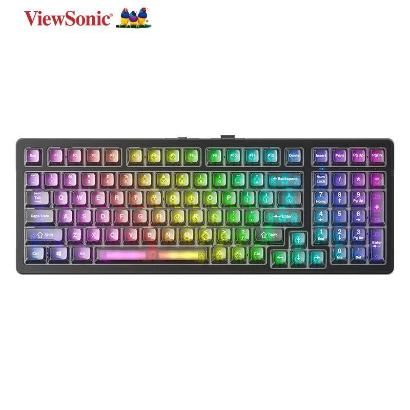 Viewsonic kt99 transparent customized true mechanical keyboard gasket wireless three-mode crystal keycaps