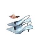 Classy small fragrant style high heels stiletto pointed toe sandals for women 202summernew arrival back empty toe cap plus sizeflats
