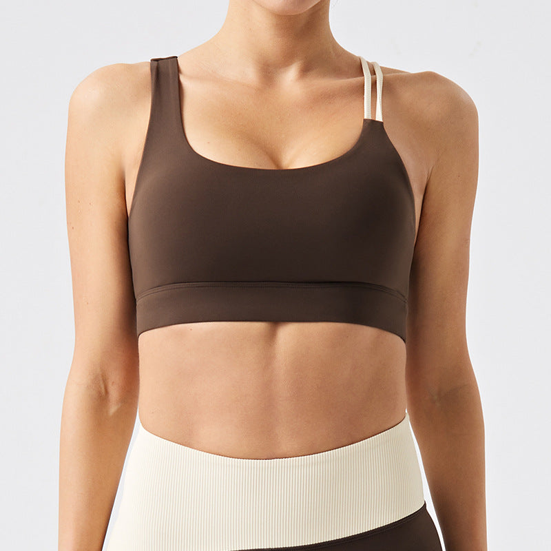Fabric yoga suit with chest pad sports vest slimming look outdoor running fitness wear high intensity sports intimates
