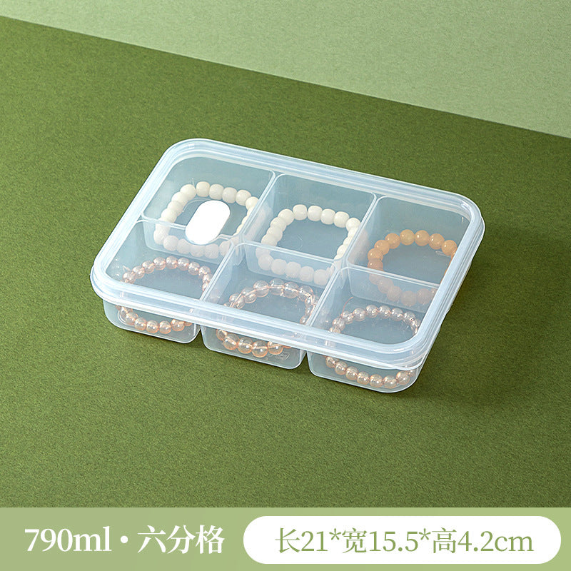 Desktop grid transparent jewelry storage box plastic with lid multi-grid classification Wenwan bracelet beaded storage box