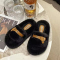 Thick sole fur slippers for women 2023new arrivalwinteroutwearpopularfashion cotton slippers classy sense plaid fur shoes