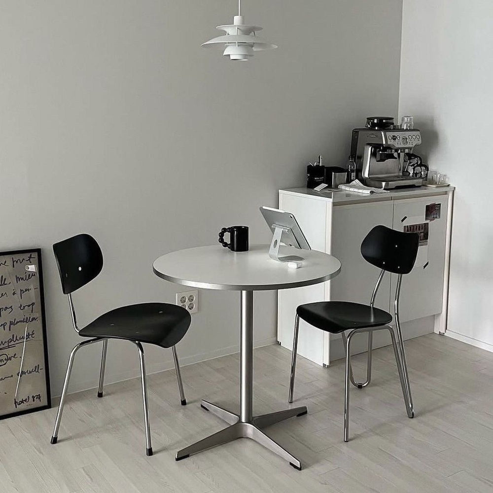Export eames silver edge dining table modern casual korean round small apartment cafe office table desktop solid wood