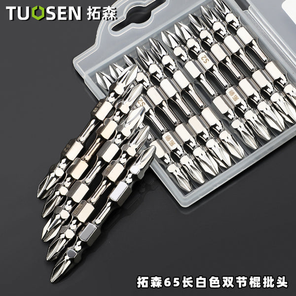 Tuosen Hardware Tools One-word Cross Wind Batch Double Head Screwdriver Electric Drill with Magnetic Batch Electric S2 Impact Batch