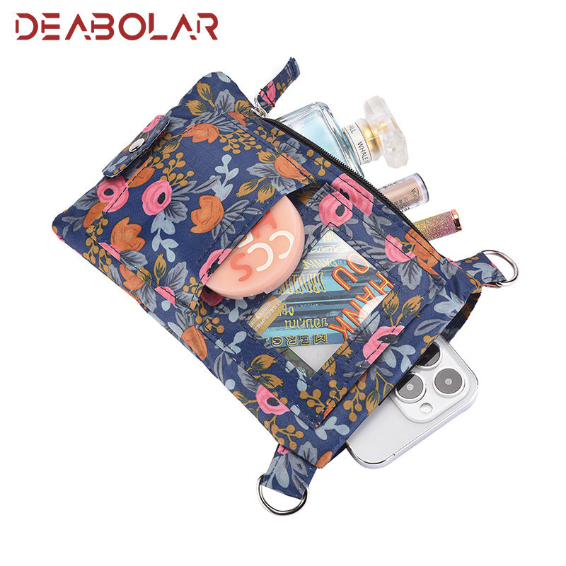 Mobile phone bag women's messenger bag summer vertical mini shoulder bag 2023 new fashion printed canvas bag women's bag