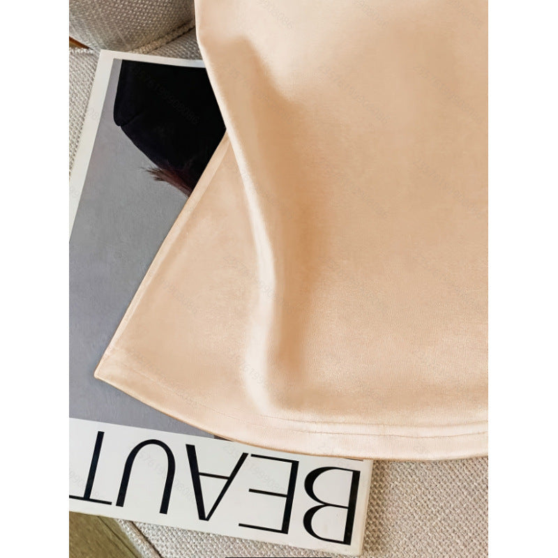 Women's summer new arrival: elegant, stylish, and versatile solid color asymmetrical knit satin sleeveless top for work and casual wear