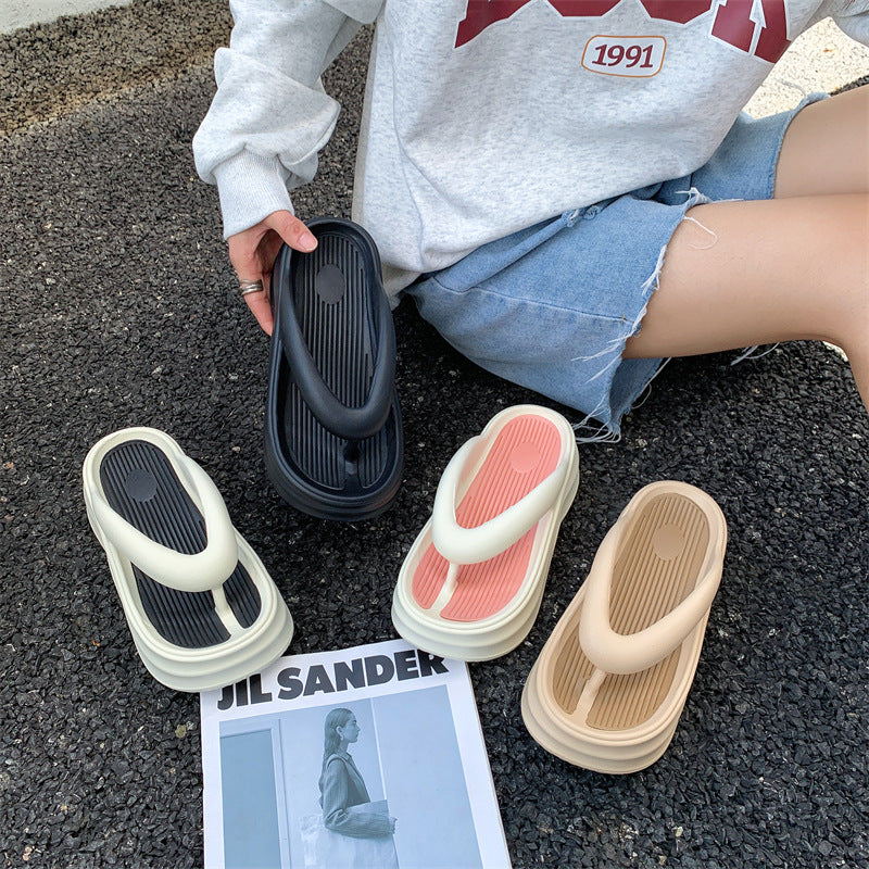 Flip-flops women's outwearsummernew arrivalinspopularthick solenon-slip seaside beach flip-flops with shit-like sandals