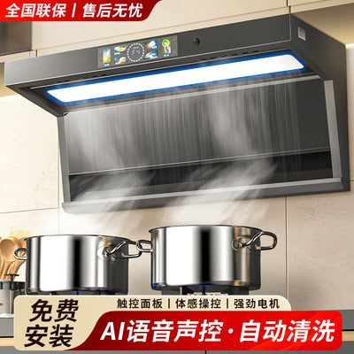 Wholesale xinfei range hood for home kitchen large suction free disassembly and washing small 7-shaped top side double range hood