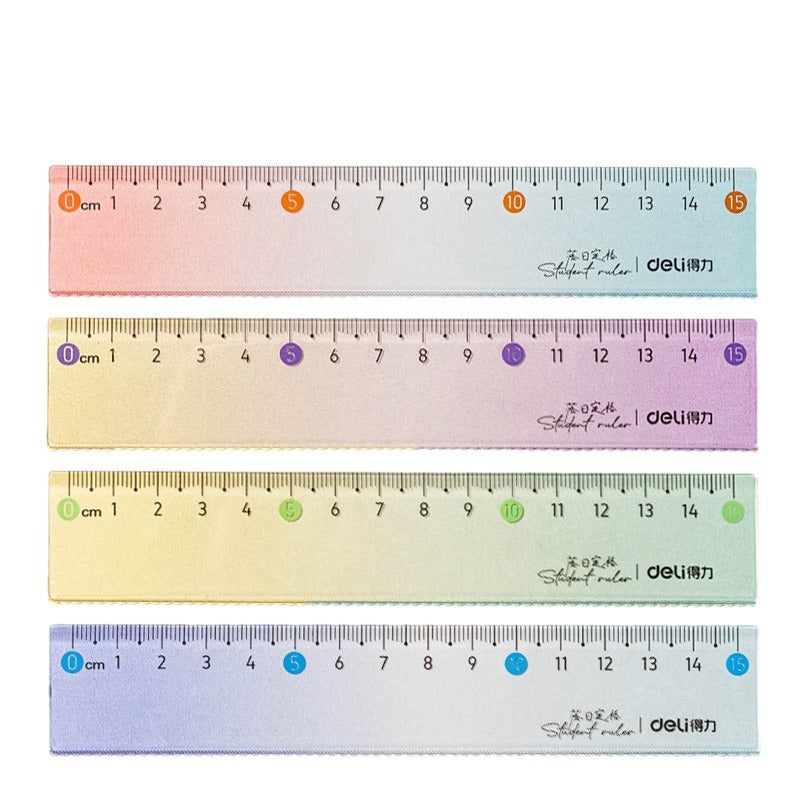 Deli gradual change color wavy ruler creative fashion student children scribing art drawing ruler stationery wholesale