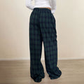 cross-border e-commerce european and american style versatile casual plaid trousers - spring/summer elastic waist casual pants