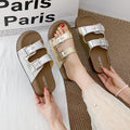 Shiny versatile buckle sandals women's lazy casual beach birkenstock comfortable summer flip-flops thick sole