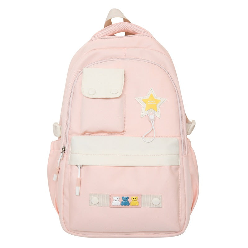 New ins college style large-capacity schoolbag Japanese simple  style backpack solid color value student bag
