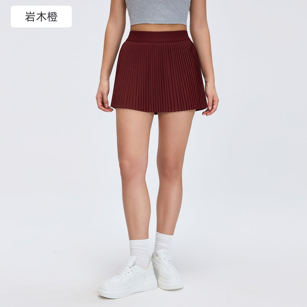 Ice-feeling breathable outdoor sports skirt for women with lining fashion tape tennis skirt yoga fitness skirt d25008