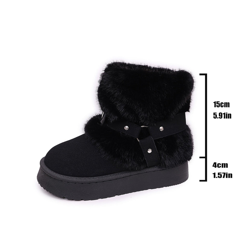 thick sole snow boots for women winternew arrivalfashionexportplus size round toe flats slip-on heattech cotton shoes