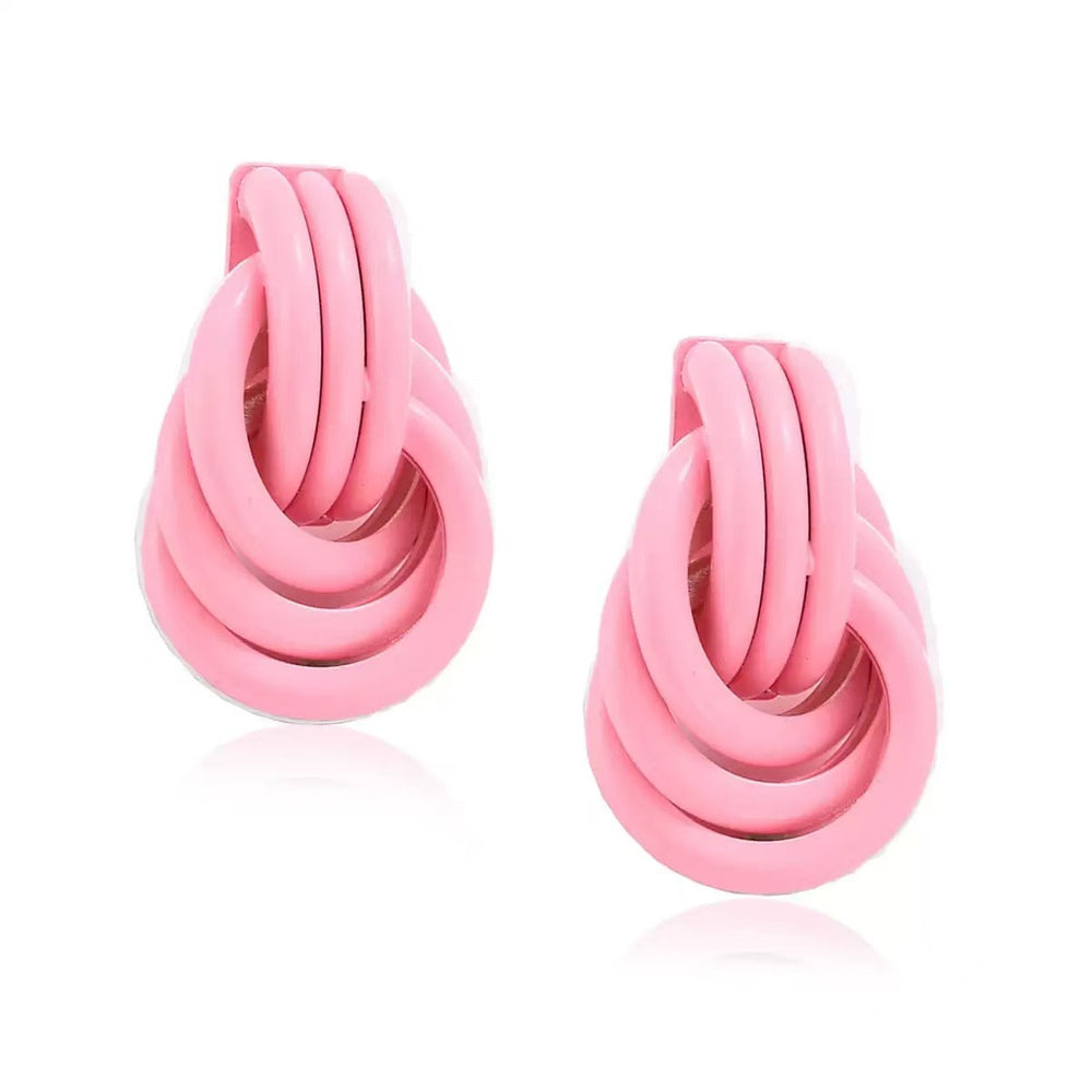 European and american cross-border candy color circle earrings, new geometric spray paint stud earrings, minimalist cool style, elegant and unique metal earrings