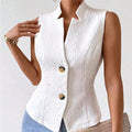 Women's versatile sleeveless blazer vest casual jacket button-up vest top cross-border fashion export vest